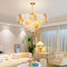 Modern Led Ginkgo Leaves Ceiling Chandelier - Elegant French Glass Lustre Decor Light Pendant Lights