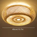 40Cm Bamboo Wicker Rattan Ceiling Light Fixture - Asian Art Flush Mount Pendant Lamp Ceiling Light