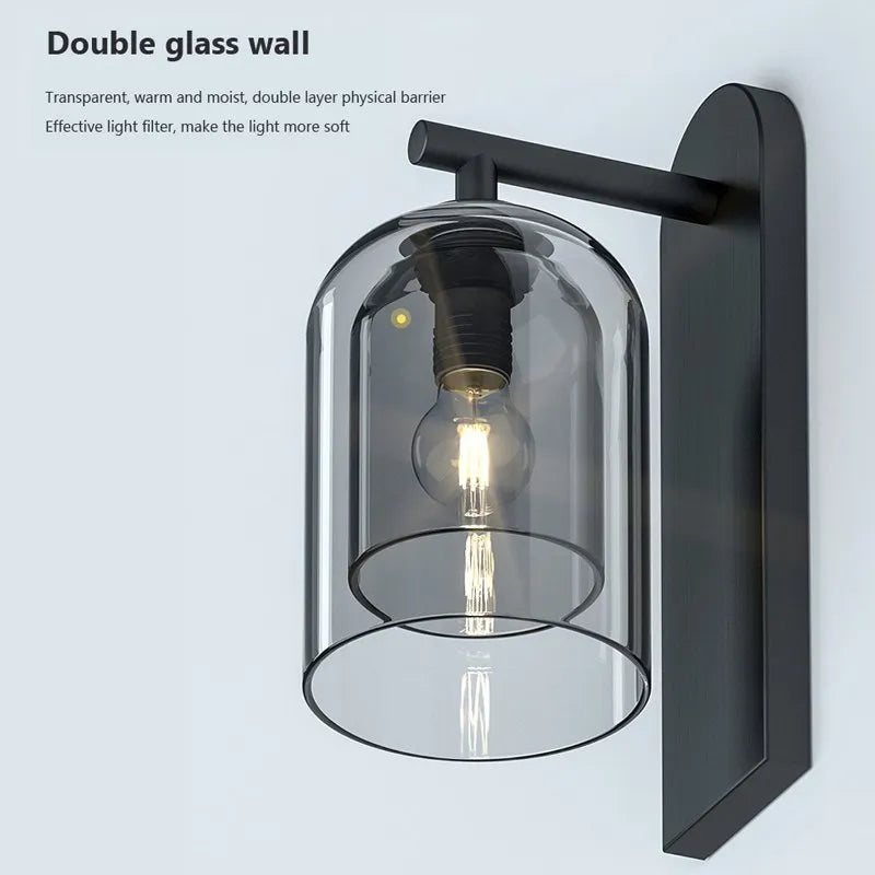 Double Glass Wall Lamps - Scandinavian Postmodern Lighting For Entrance Hallway And More Wall Lamp