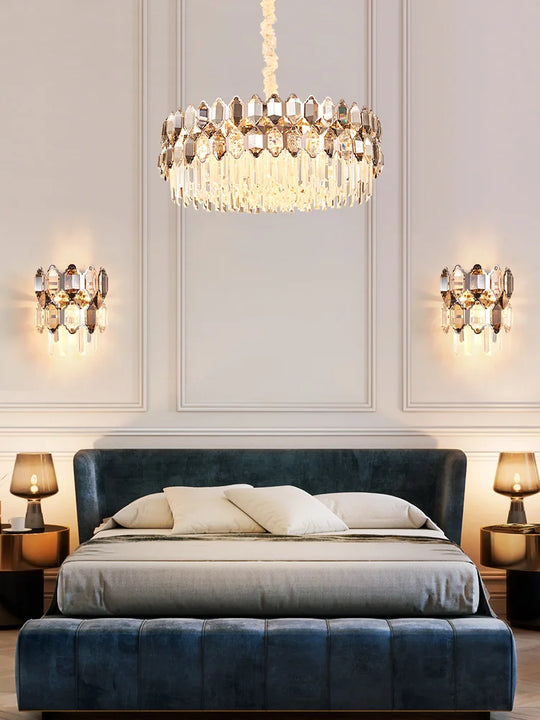 Elegant Crystal Chandelier With A Touch Of Light Luxury - Post - Modern Golden Beauty For Living