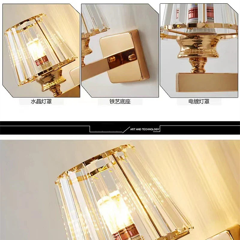 Modern Luxury Gold Wall Lamp - Nordic Creative Crystal Sconce For Living Room Hallway Bedside And