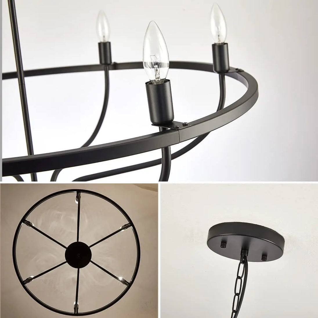 Retro Led Ceiling Chandelier With Iron Ring - Illuminate Your Living And Dining Spaces Industrial