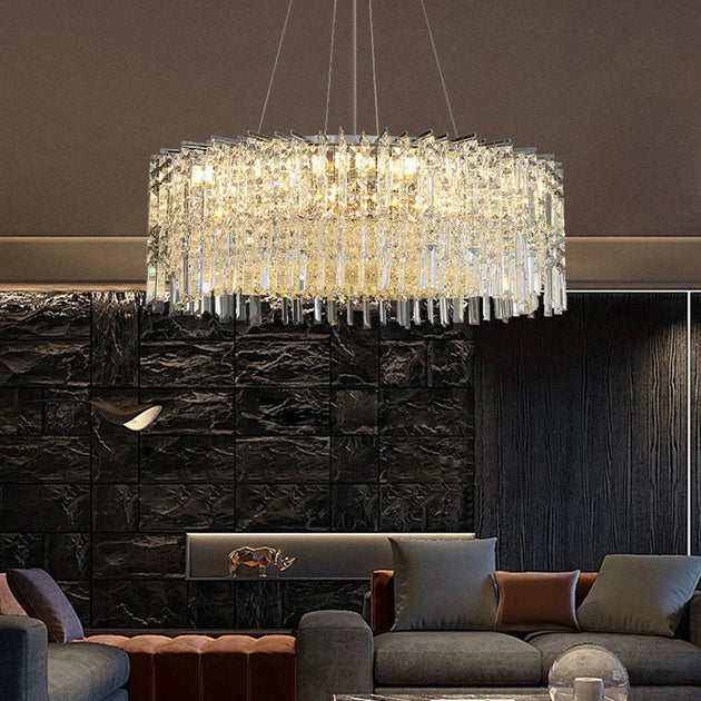 Elegant Modern Crystal Chrome Chandelier - A Luxury Glossy Fixture For Living Rooms Bedrooms And