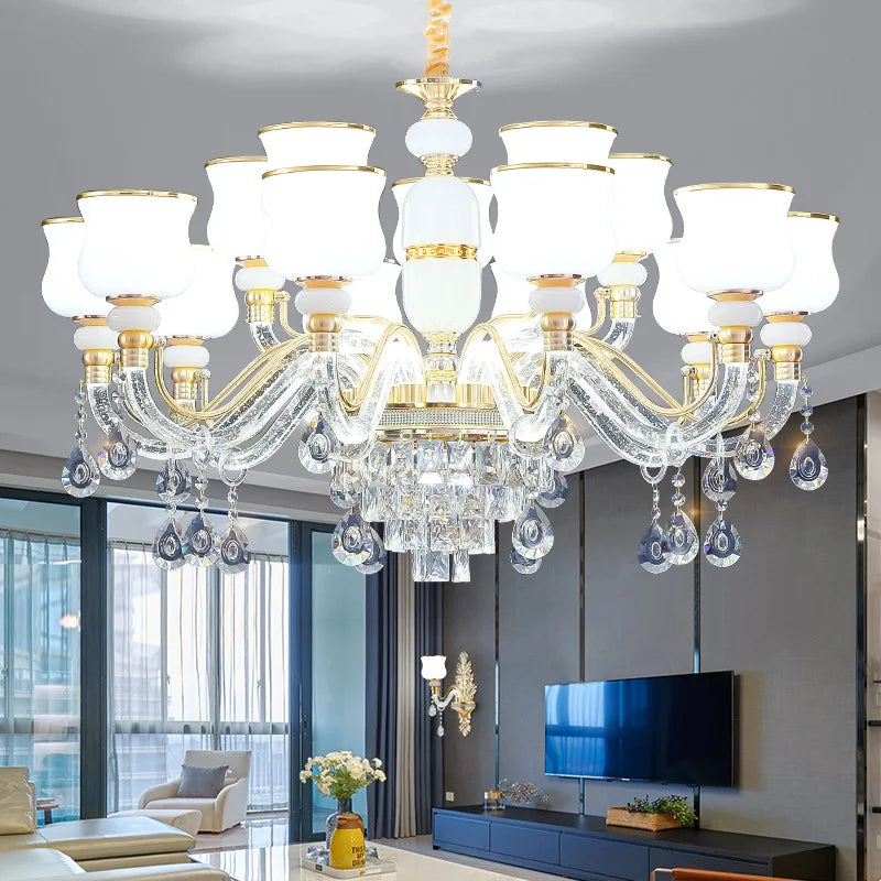 Elegant European Style Crystal Chandelier - Luxury Main Light For Living Rooms Dining And Villa