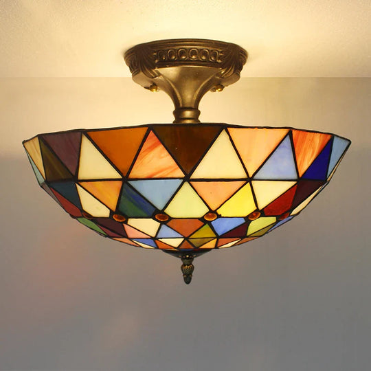 Vintage Tiffany Stained Glass Ceiling Lights - Mediterranean Baroque Hanging Lamp For Living Room