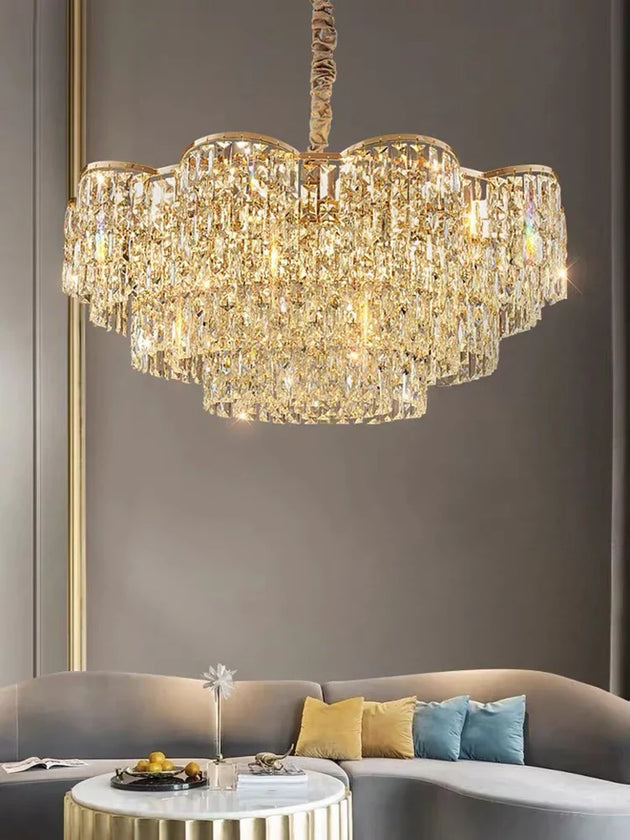 New Design Light Luxury Clean Crystal Chandelier Living Room Lamp Modern Simple Atmosphere Golden