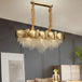 Led Tassels Crystal Chandelier - Modern Stainless Steel Gold Long/Round Pendant Light Chandelier