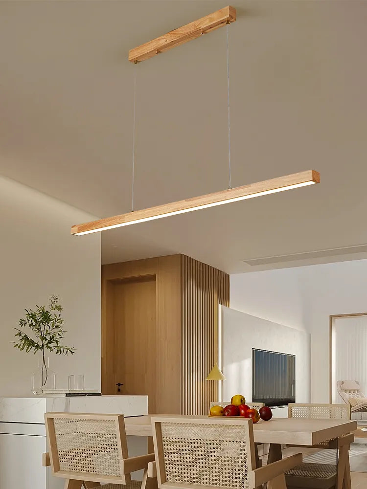 Contemporary Wooden Chandelier - Ideal For Dining Rooms Kitchens Shops And Long Tables With Led