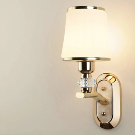 Modern Led Wall Lamp With Glass Lampshade - Stylish Sconces For Hotel Bedroom Living Room Stairs