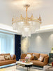 Elegant Modern Minimalist Crown K9 Crystal Chandelier - A Round Golden Fixture For Living Rooms And