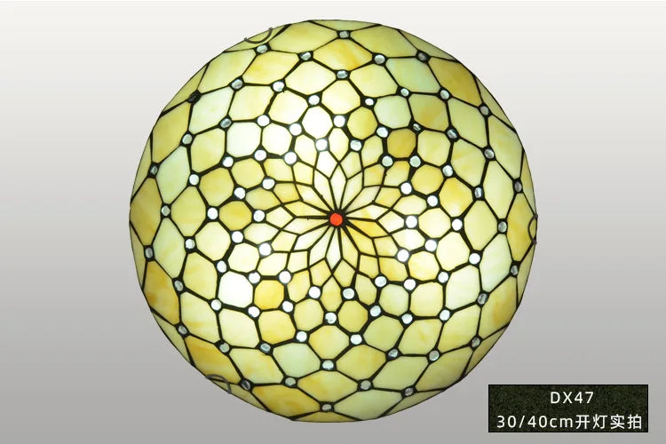 Tiffany Stained Glass Round Ultra - Thin Ceiling Lamp - Elegance For Balconies Corridors Bedrooms