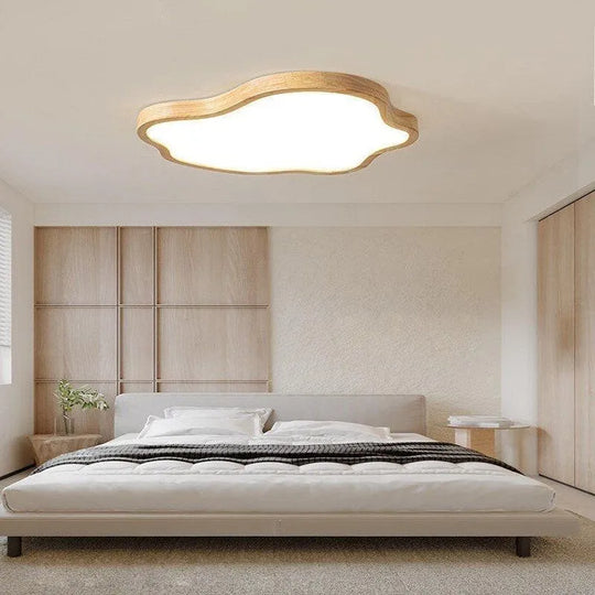 Nordic Led Wooden Ceiling Light - Modern Log Cloud Lamps Ideal For Bedroom Decor Living Room Hall