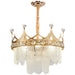 Elegant Modern Minimalist Crown K9 Crystal Chandelier - A Round Golden Fixture For Living Rooms And