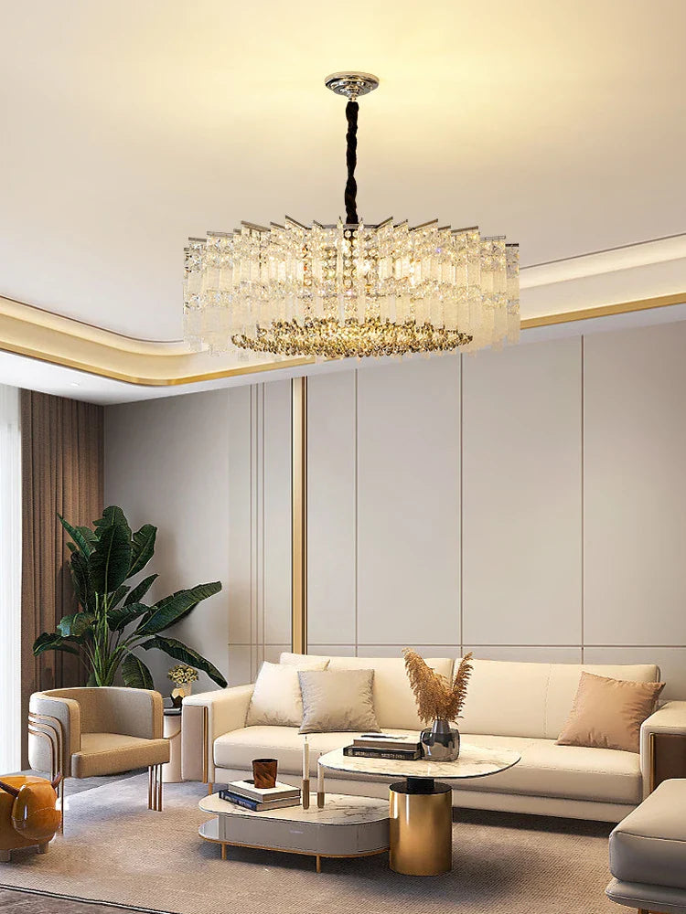 Elegant Led Crystal Chandelier For Luxurious Living Rooms - Chrome/Gold Round Design Perfect Indoor