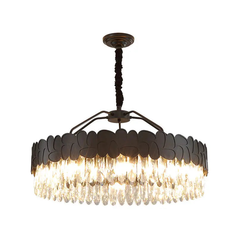 New Design Creative Black/Gold Hall Bedroom Crystal Round Chandelier Modern Rectangular Dining Room