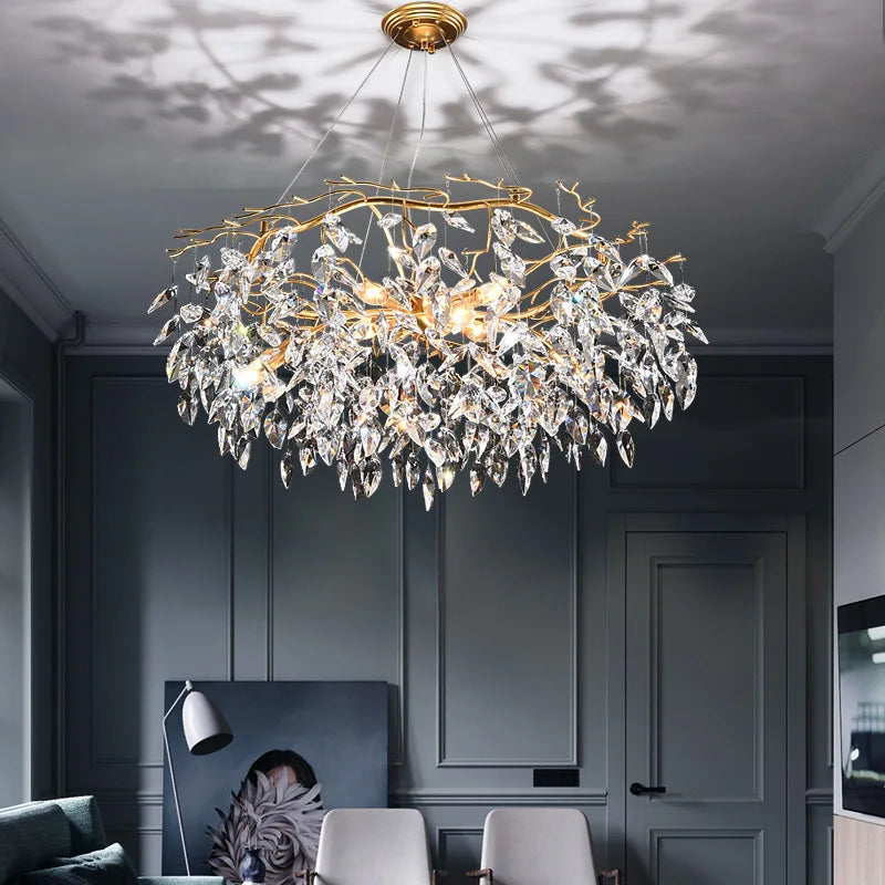 Modern Led Leaf Crystal Ceiling Chandeliers - Elegance For Living Dining And Bedrooms Chandelier