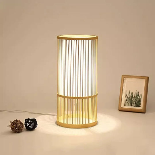 Style Bamboo Weaving Table Lamp - Creative Rattan Bedside Lighting