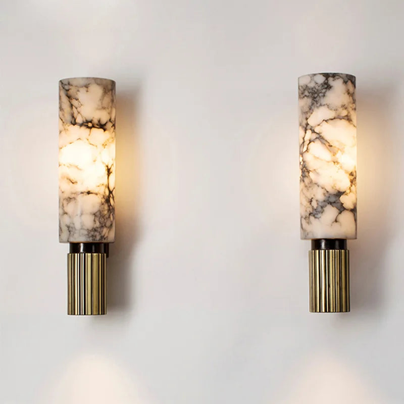 Modern Luxury Natural Marble Wall Lamp - Elegant Led Lighting For Living Room Bedroom And Bedside