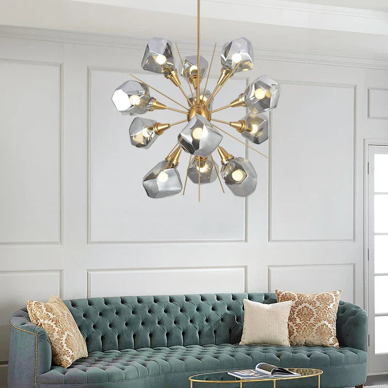 Modern Led Chandelier Lighting - Nordic Rock Glass Elegance For Living Rooms And More Pendant Lights