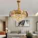 Led Tassels Crystal Chandelier - Modern Stainless Steel Gold Long/Round Pendant Light Chandelier