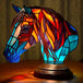 Resin Stained Glass Animal Table Lamp Series - Colorful Night Lights Featuring Lion Dolphin Wolf