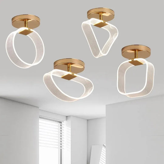 Modern Led Ceiling Light - Acrylic Geometry Linear Decoration Lamp In Black And Gold For Bedroom