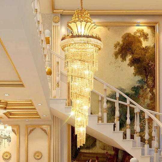 Elegant European - Style Crystal Chandelier - Ideal For Duplex Buildings Hotel Villas And Grand