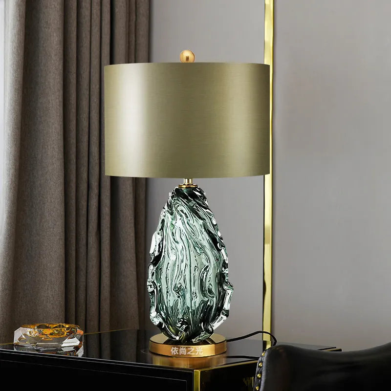 Modern Oversized Glass Table Lamp - Stylish Bedside Lighting For Living Room And Bedroom