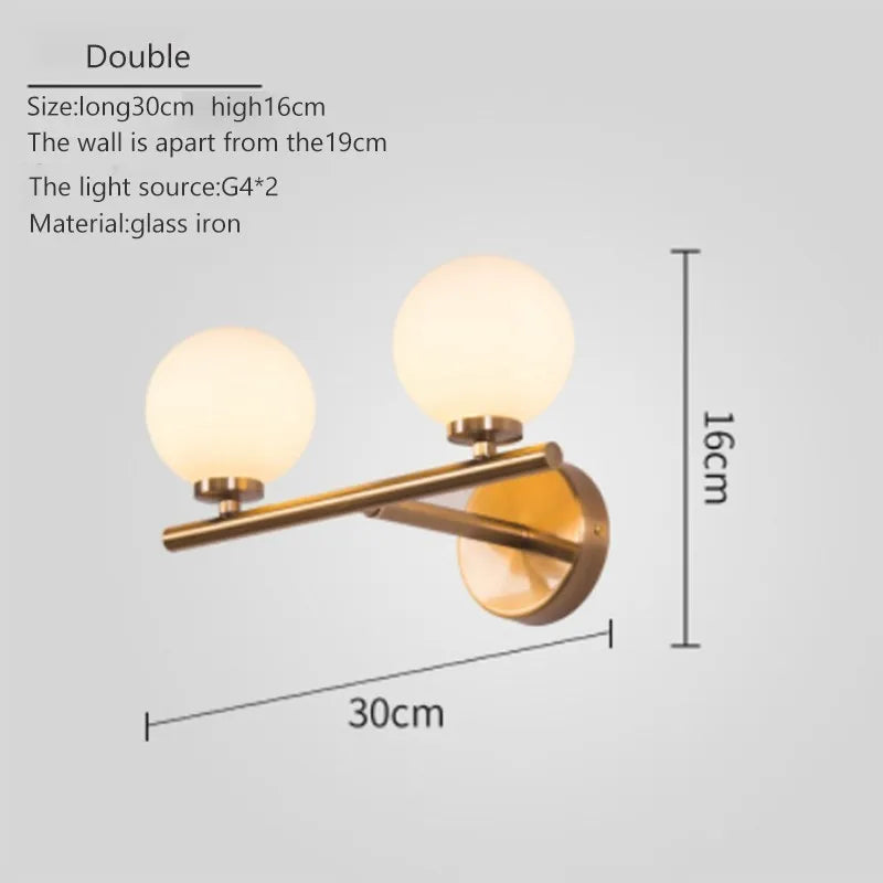 Nordic Gold Wall Lamp With Glass Orb Shade - Elegant Lighting For Bathroom Bedside Hotel Aisle And