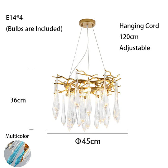 Multi - Color Glass Drop Ceiling Chandeliers - Luxury Led Pendant Lights For Post - Modern Home