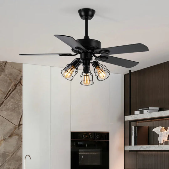 Black Ceiling Fans With Lights Remote Industrial Vintage Postmodern Fan Lamp For Kitchen Island