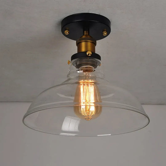 Vintage Industrial Glass And Copper Led Ceiling Light - Stylish Illumination For Aisle Corridor