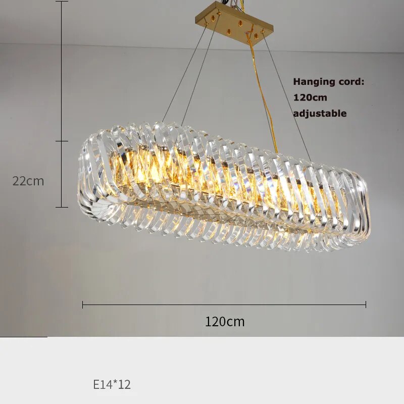 Olivia’s Art Deco Crystal Glass Led Chandelier 120Cm Oval / Gold Frame Warm Light Chandelier