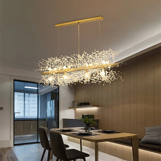 Elegant Crystal Led Chandelier - Nordic Gold And Silver Dandelion Design Perfect For Living Rooms