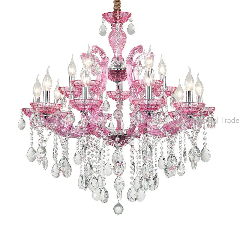 European Princess Crystal Chandelier - Choose From Warm Pink Blue Purple Or Red For Creative Room