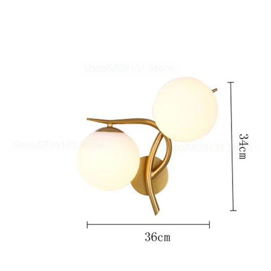 Nordic Modern Iron Wall Lamps - Led Bedroom Bed Lamp With Glass Ball Decor Indoor Lights For