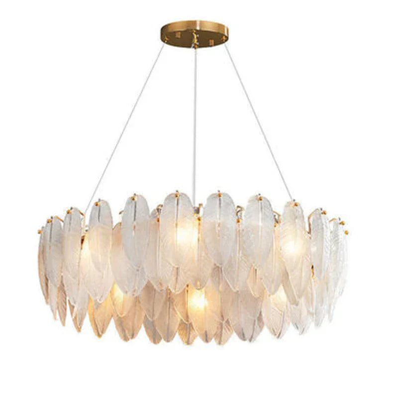 Luxurious Nordic Led Chandeliers - Gold Art Decor Feather Design Ideal For Living Rooms Dining