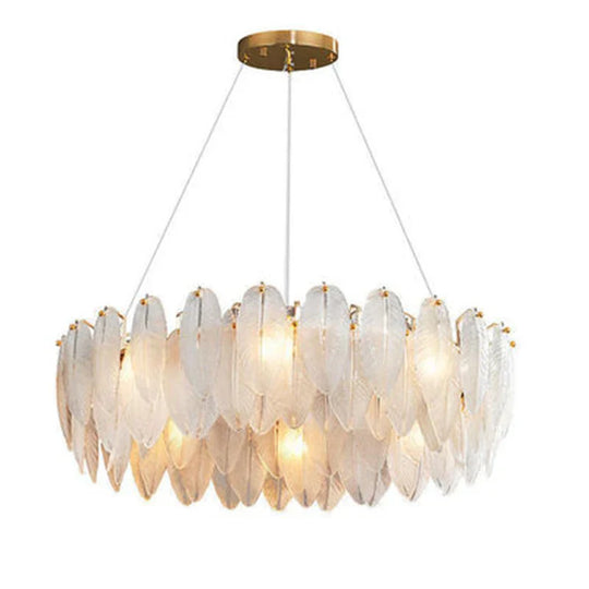 Luxurious Nordic Led Chandeliers - Gold Art Decor Feather Design Ideal For Living Rooms Dining