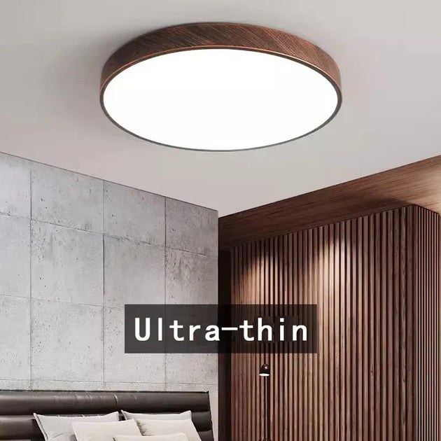 Led Ultra - Thin Ceiling Lamp - Nordic Wooden Decorative Perfect For Bedroom Living Rooms Balcony