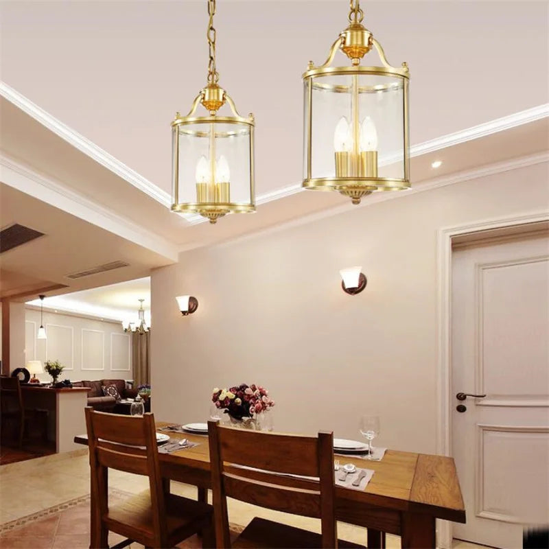 American Country Style Pendant Lamp - Bronze Glass Chandelier For Dining And Living Spaces Lights