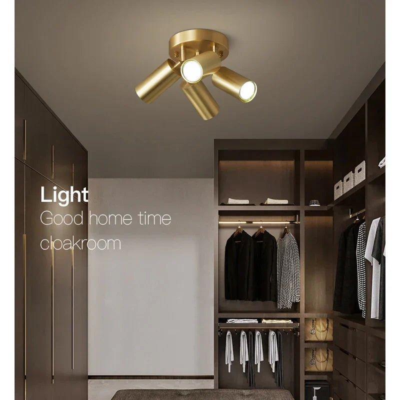 Fumi Modern Industrial Semi Flush Mount Ceiling Light Gold Classic Retro Fixture For Hallway