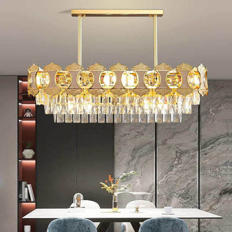 Elegant Golden Crystal Chandelier - Perfect For Master Bedrooms Living Rooms And Dining Creating An