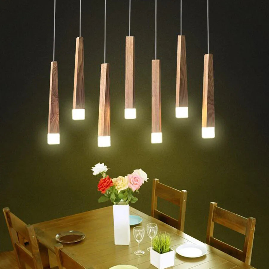 Modern Wooden Stick Pendant Light - Nordic Elegance For Kitchen And Living Room Decor Lights