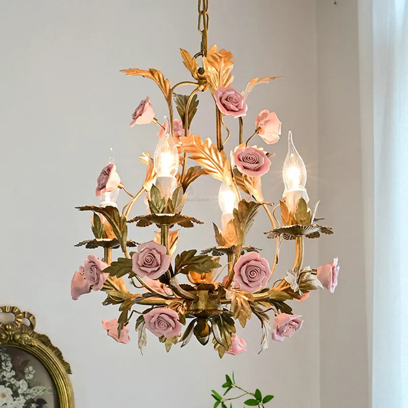 Elegant Nordic Rose Copper Chandelier - Led Illumination For Luxury Living Chandelier