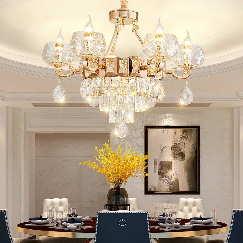 Grand European Style Crystal Pendant Lamp - High - Grade Luxury For Living Rooms Dining Areas And