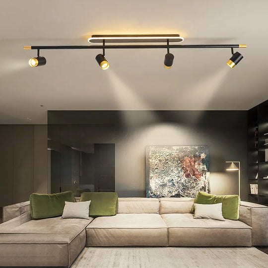 Corridor Led Chandelier With Spotlights - Nordic Strip Ceiling Lamp Perfect For Living Room Bedroom