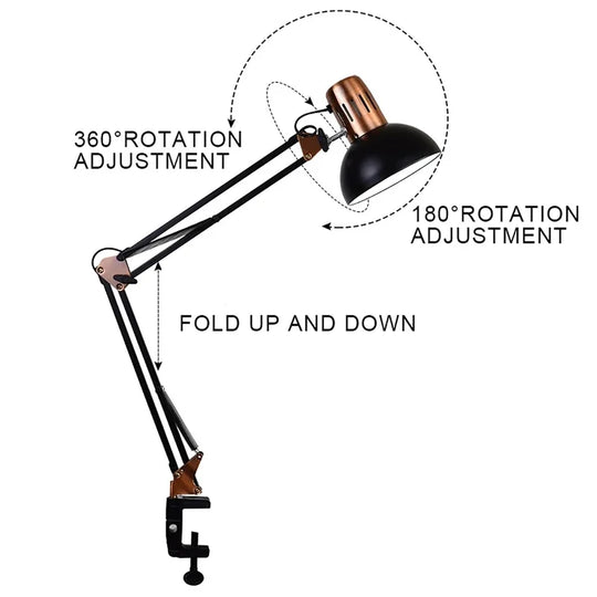 Ed Studio Desk Lamp - Vintage Portable Fixture With Clamp For Reading Writing And Study Table