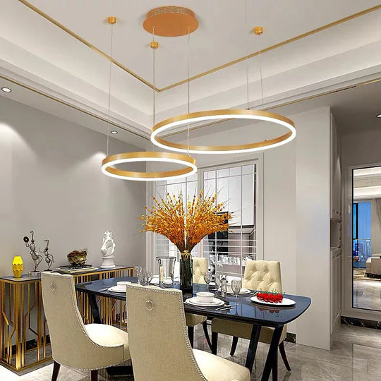 Modern Led Home Decor Chandelier Ring Light - Circular Fixtures For Living Ceiling Pendant Lamp In