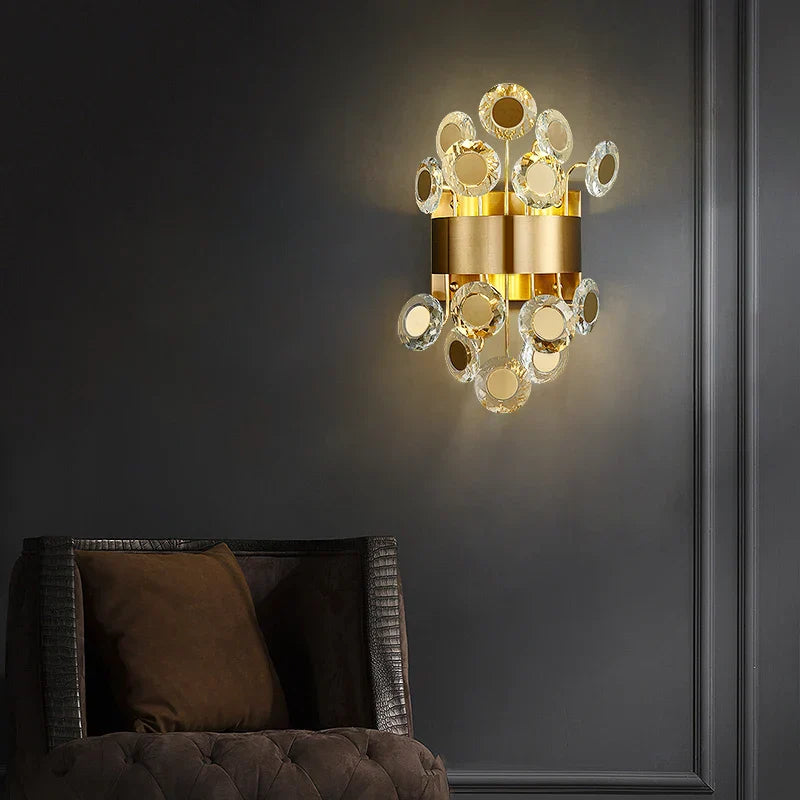 Eliana - New Modern Wall Sconce Lighting For Bedroom Brushed Gold Crystal Lamps Home Decoration Led