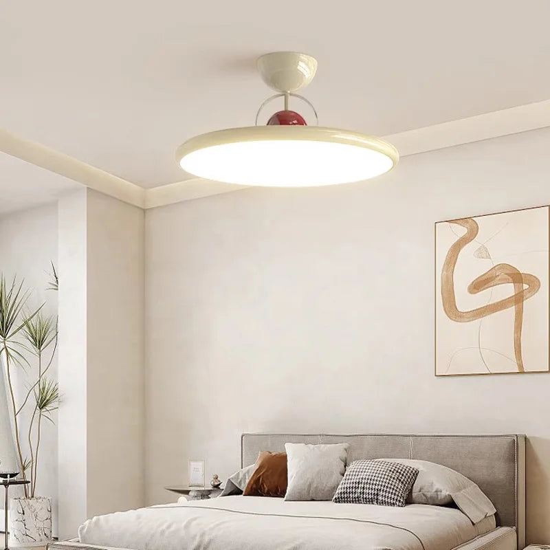 Nordic Led Ceiling Light - Cream Iron Flying Saucer Lamp For Living Room Bedroom Study And Hallway